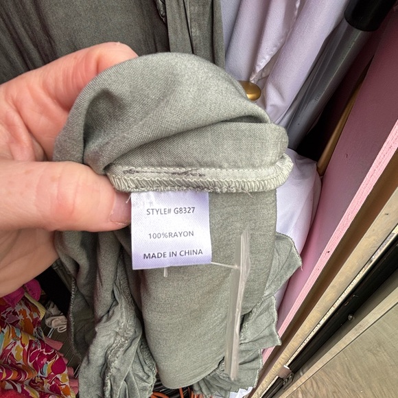 JODIFL ruffle, tiered Greenish/Gray Dress✨ NWT size:small - Picture 4 of 4